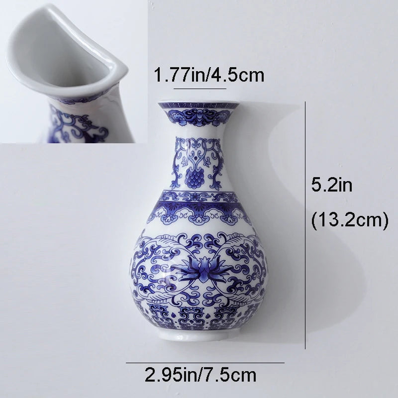 Ceramics Flower Vase Decoration Home Blue And White Vases For Wedding Decor Living Room Ornaments Table Desktop Retro Art Crafts