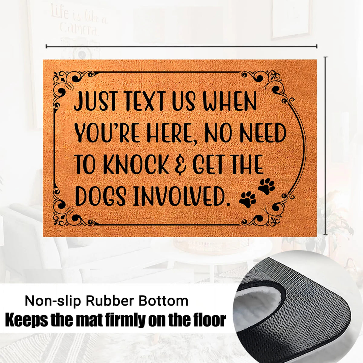 Just Text Us When You're Here No Need to Knock and Get The Dogs Involved Doormats for Outdoor Entrance,Holiday Door Mats Rubber