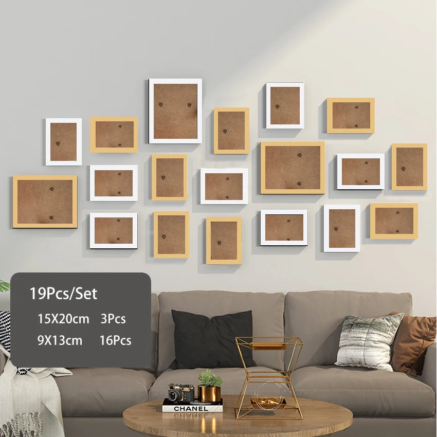 14/19Pcs Photo Frames For Pictures Wall Picture Frame Wooden Frame For Wall Hanging Photo Decor Wedding Party Home Decoration