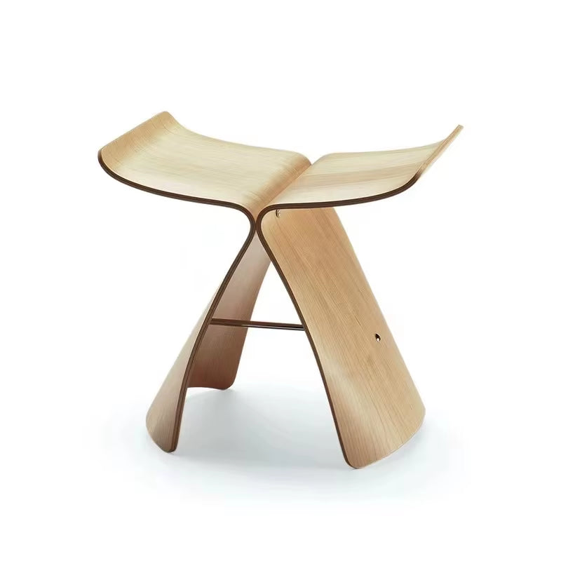 Curved Bentwood Stool – Stylish, Compact Ottoman for Any Space