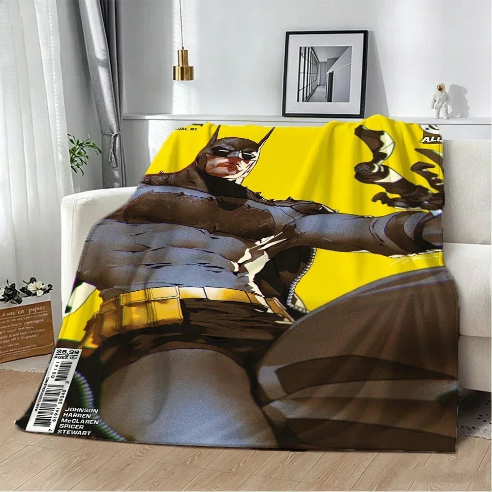 B-Batman Superheroes Flannel Blanket Soft Warm Throw Kids Gift Blanket for Bedroom Living Room Decor Bed Camping Picnic Office