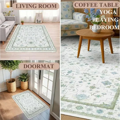 Southwestern Tribal Area Rug Aztec Rustic Area Rugs Native Geometric Rug, Non-Slip Indoor Floor Rugs for Bedroom Living Room