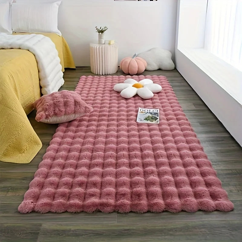 Rabbit Fur Area Rug–Soft Thick Non-Slip Waterproof Machine-Washable for Living Room and Bedroom Decor flooring garage floor