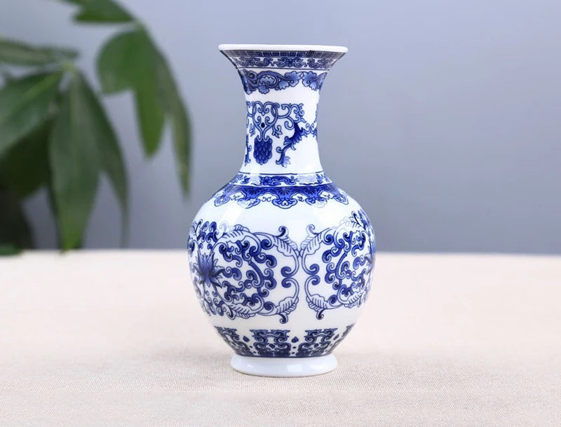 Ceramics Flower Vase Decoration Home Blue And White Vases For Wedding Decor Living Room Ornaments Table Desktop Retro Art Crafts