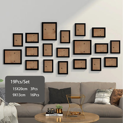 14/19Pcs Photo Frames For Pictures Wall Picture Frame Wooden Frame For Wall Hanging Photo Decor Wedding Party Home Decoration