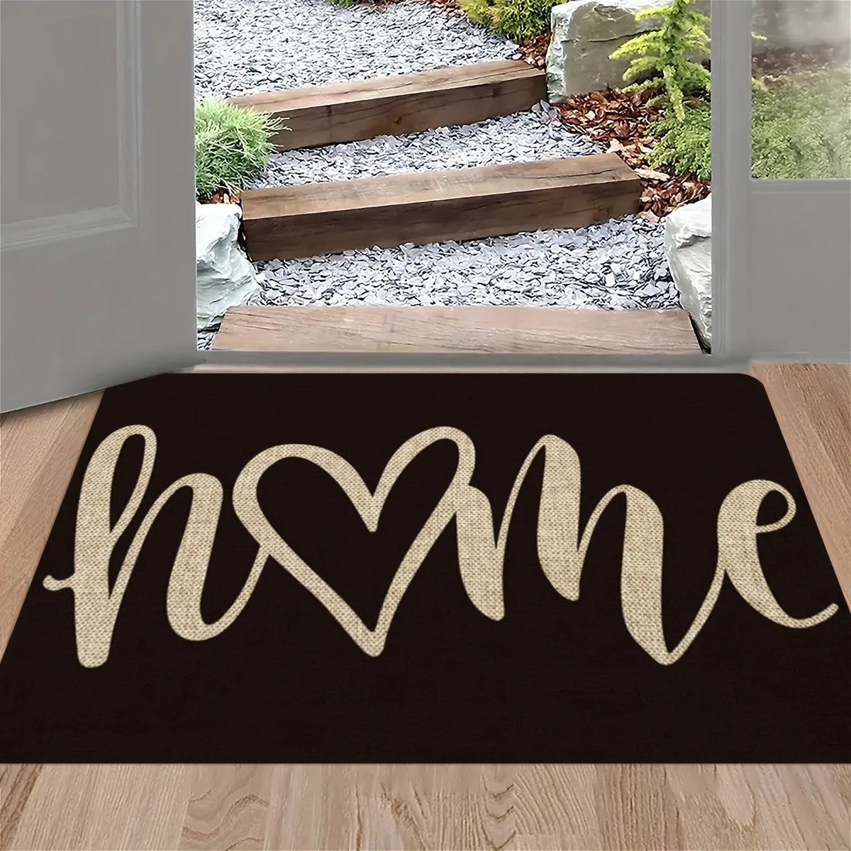 [Washable Doormat] Machine washable welcome doormat with home design pattern-suitable for bathroom, living room bedroom, kitchen