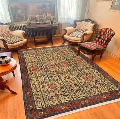 Dark Red Afghan Style Rug,Traditional Bohemian Area Rug Textured Soft Carpet Washable Non-Slip Area Rug Home Decoration Carpets