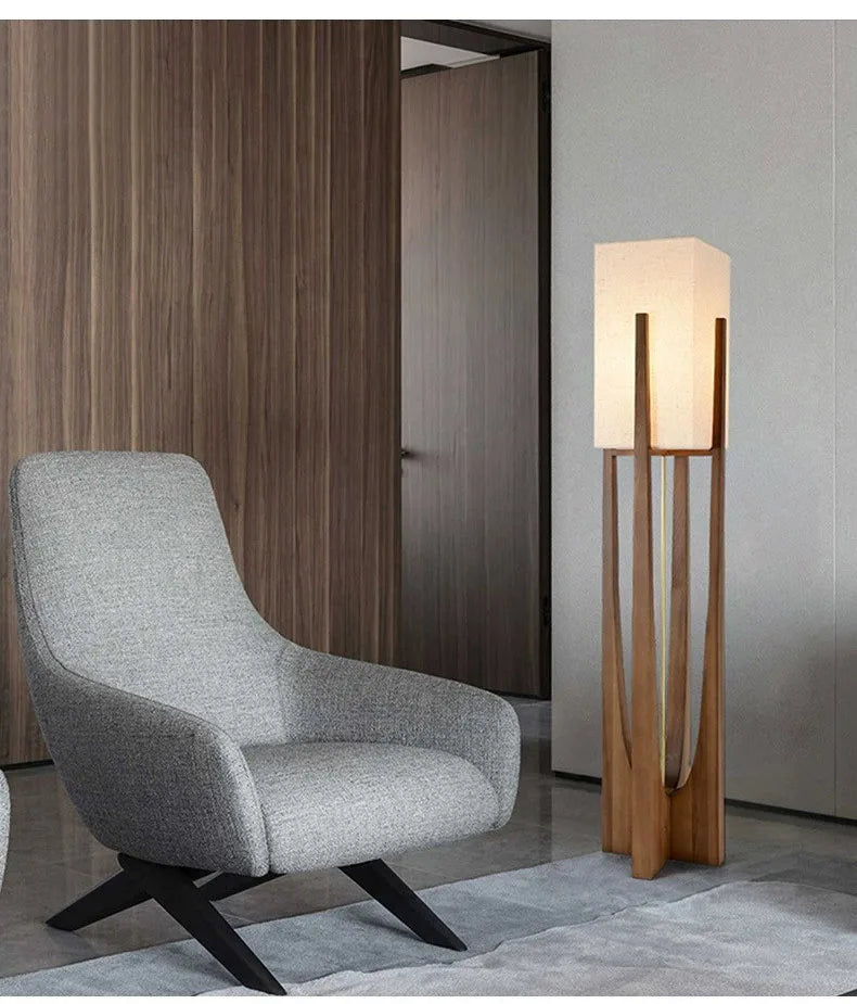 Fairbanks Floor Lamp Wooden Floor Lamp for  Living Room Bedroom Sofa Bedside Solid Nordic Designers Floor Lamps