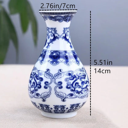 Ceramics Flower Vase Decoration Home Blue And White Vases For Wedding Decor Living Room Ornaments Table Desktop Retro Art Crafts