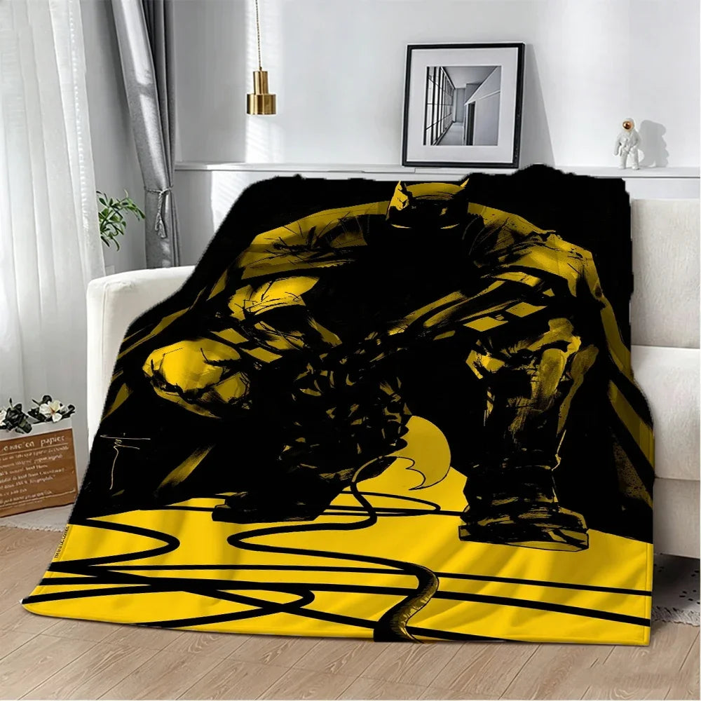 B-Batman Superheroes Flannel Blanket Soft Warm Throw Kids Gift Blanket for Bedroom Living Room Decor Bed Camping Picnic Office