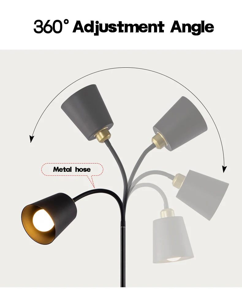 Floor Lamp Simple Floor Lamp Floor Light Wrought Iron LED Standing Lamp Adjustable Lamp Head Standing Reading Light for Living R