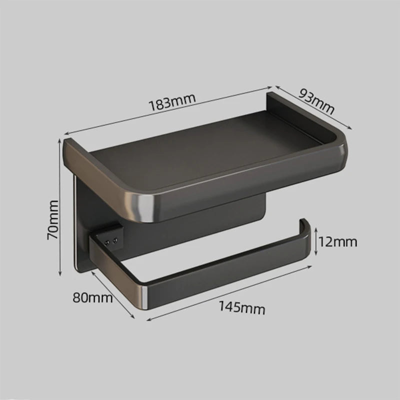 Aluminum Alloy Wall Mount Toilet Roll Paper Holder WC Storage Organizer Phone Shelf Holder Bathroom Accessories