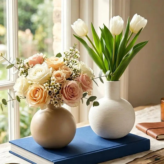 E8BD Ceramic Vases Modern Home Decors Rustics Farmhouse Vases Decorative Flower Vases