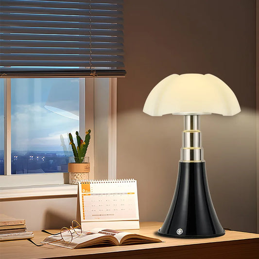 Italian Designer Minimalist Vintage Table Lamp, Bauhaus Petal LED Iron Glass Retro Lamp for Bedroom Study Living Room Bar Decor