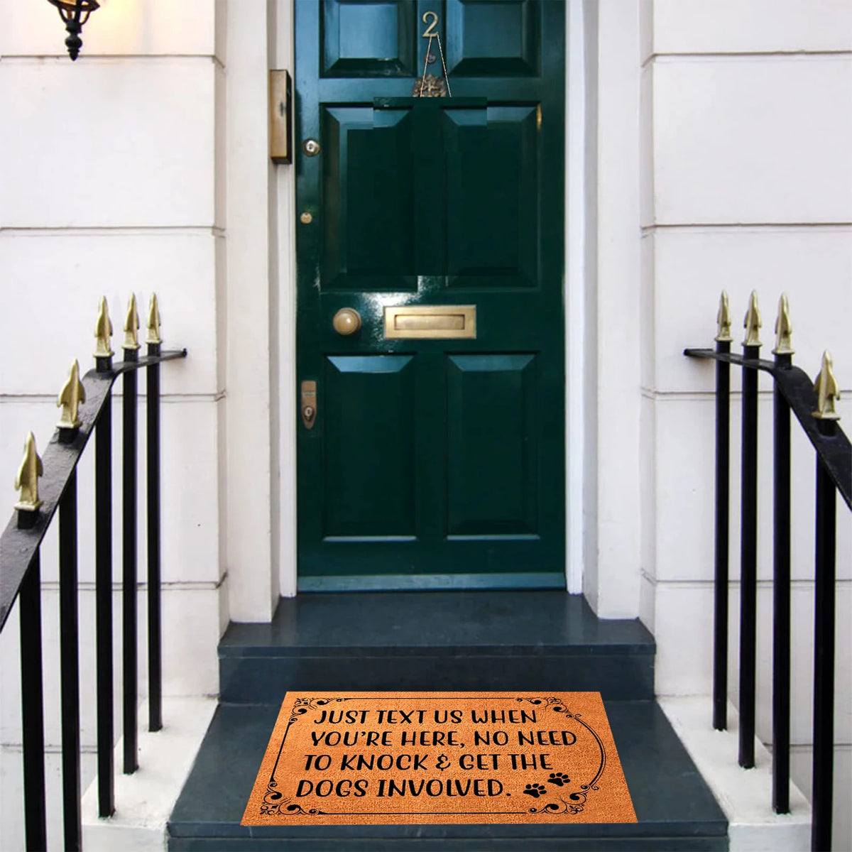 Just Text Us When You're Here No Need to Knock and Get The Dogs Involved Doormats for Outdoor Entrance,Holiday Door Mats Rubber