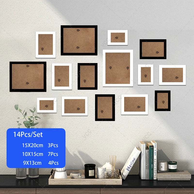 14/19Pcs Photo Frames For Pictures Wall Picture Frame Wooden Frame For Wall Hanging Photo Decor Wedding Party Home Decoration