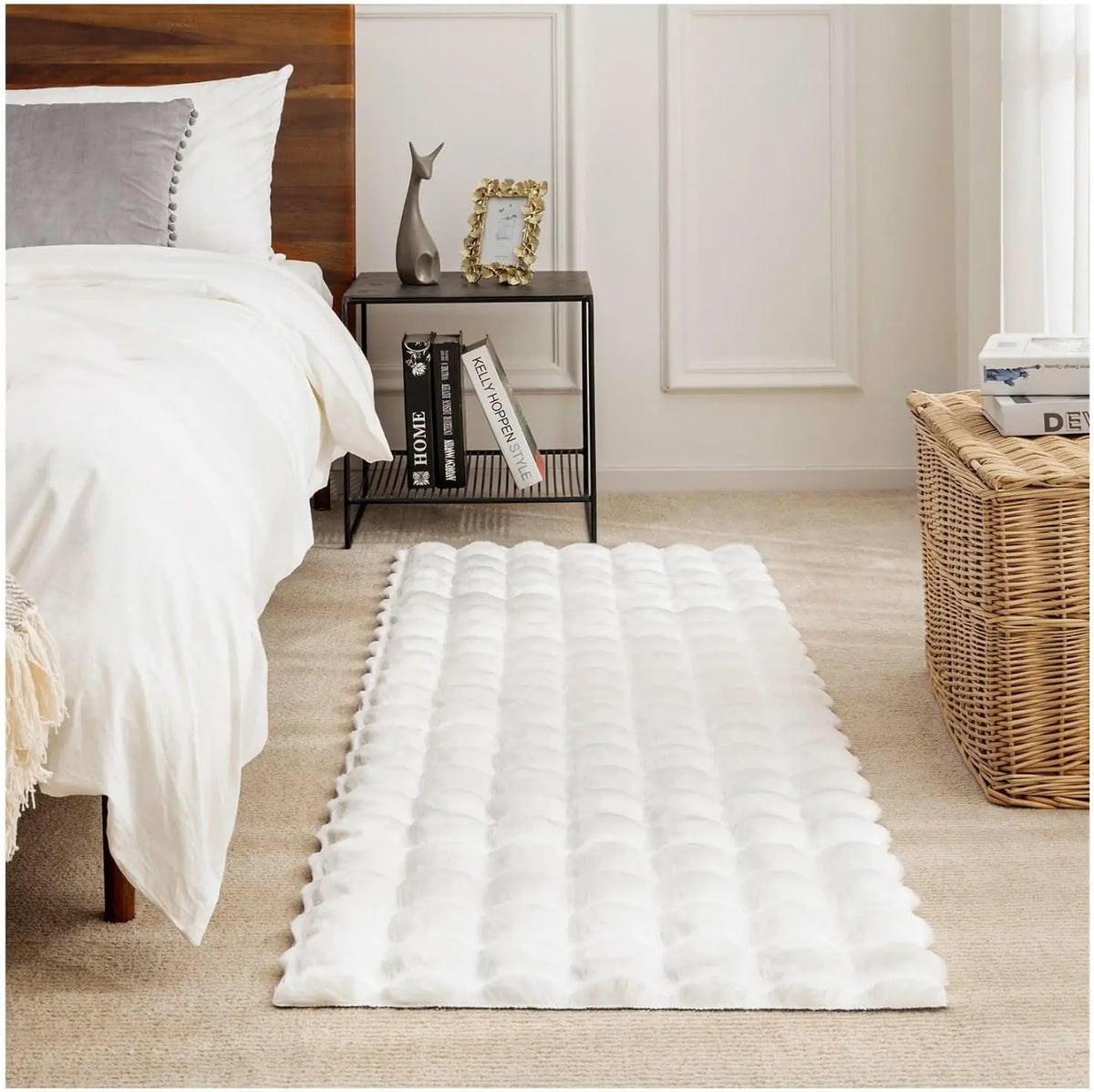 Rabbit Fur Area Rug–Soft Thick Non-Slip Waterproof Machine-Washable for Living Room and Bedroom Decor flooring garage floor