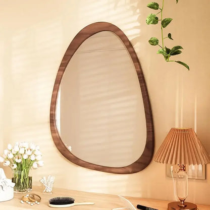 Bathroom Espelhos Home Decorations Irregular Wall Mirror Living Room Decoration Modern Girls Mirror Funky Wooden Asymmetrical