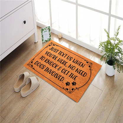 Just Text Us When You're Here No Need to Knock and Get The Dogs Involved Doormats for Outdoor Entrance,Holiday Door Mats Rubber