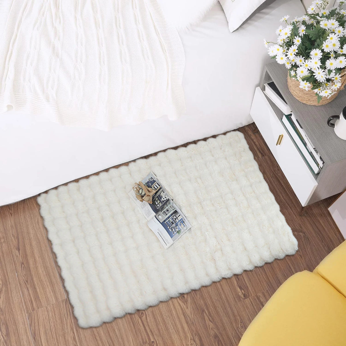 Rabbit Fur Area Rug–Soft Thick Non-Slip Waterproof Machine-Washable for Living Room and Bedroom Decor flooring garage floor