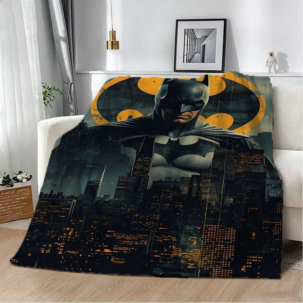 B-Batman Superheroes Flannel Blanket Soft Warm Throw Kids Gift Blanket for Bedroom Living Room Decor Bed Camping Picnic Office
