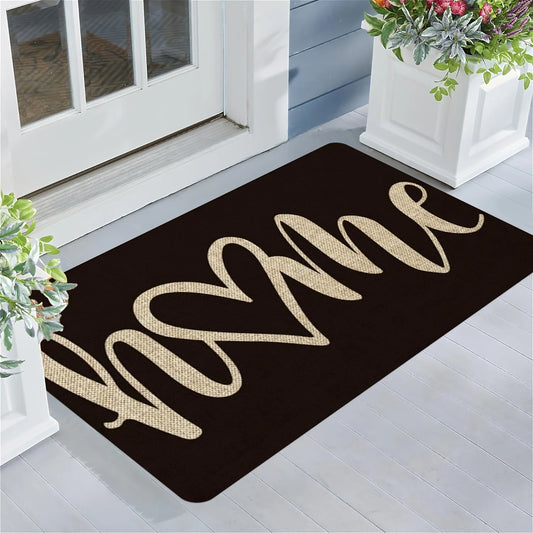[Washable Doormat] Machine washable welcome doormat with home design pattern-suitable for bathroom, living room bedroom, kitchen