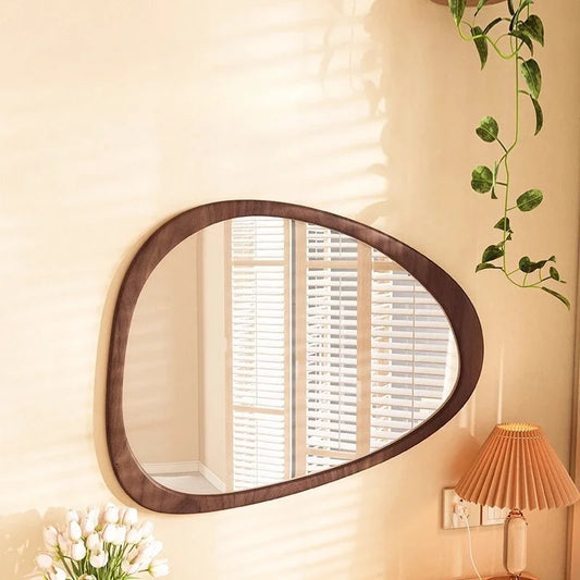 Bathroom Espelhos Home Decorations Irregular Wall Mirror Living Room Decoration Modern Girls Mirror Funky Wooden Asymmetrical