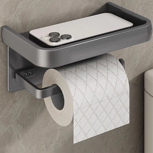 Aluminum Alloy Wall Mount Toilet Roll Paper Holder WC Storage Organizer Phone Shelf Holder Bathroom Accessories