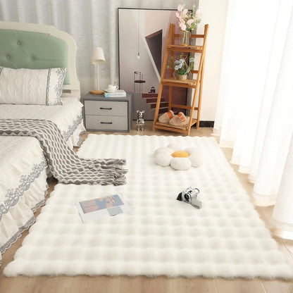 Rabbit Fur Area Rug–Soft Thick Non-Slip Waterproof Machine-Washable for Living Room and Bedroom Decor flooring garage floor