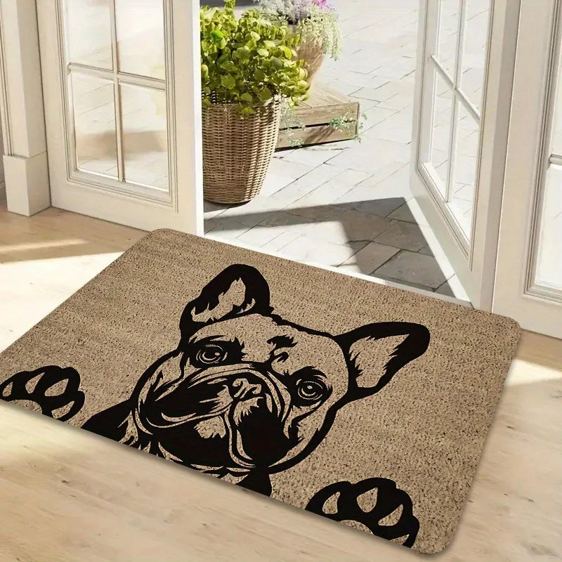 Modern French Bulldog Outdoor Doormat Entrance To A Boutique Coffee Shop Design Studio Foyer Apartment Entrance