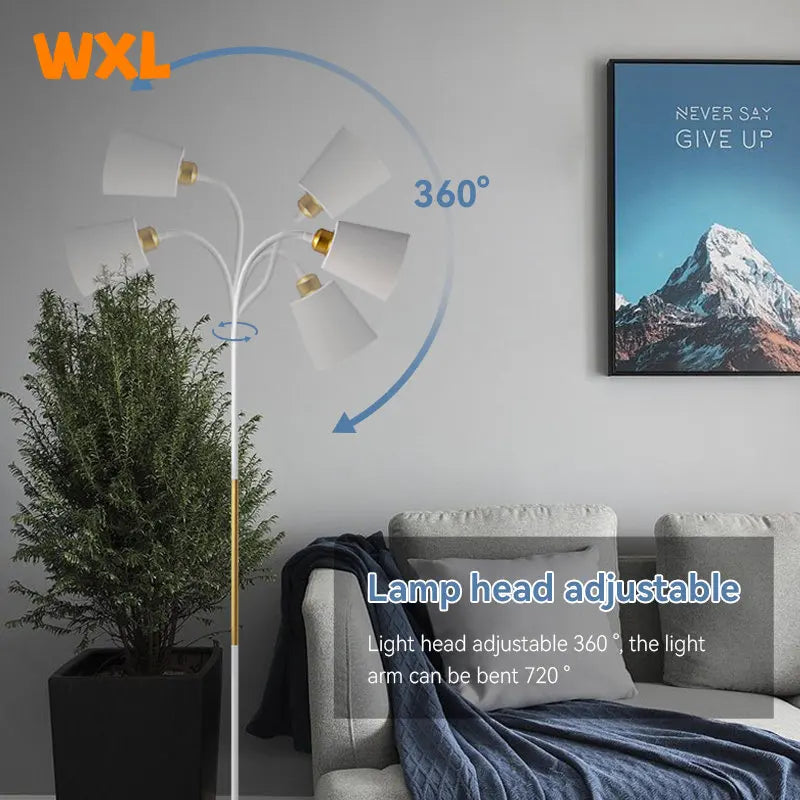 Floor Lamp Simple Floor Lamp Floor Light Wrought Iron LED Standing Lamp Adjustable Lamp Head Standing Reading Light for Living R