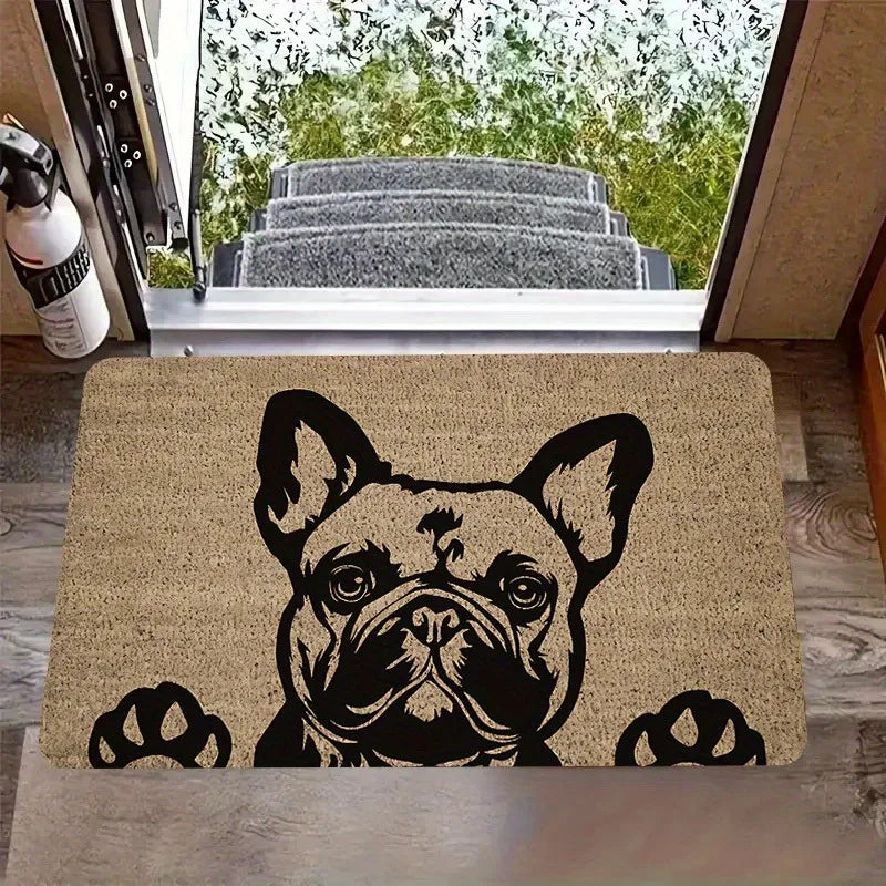 Modern French Bulldog Outdoor Doormat Entrance To A Boutique Coffee Shop Design Studio Foyer Apartment Entrance