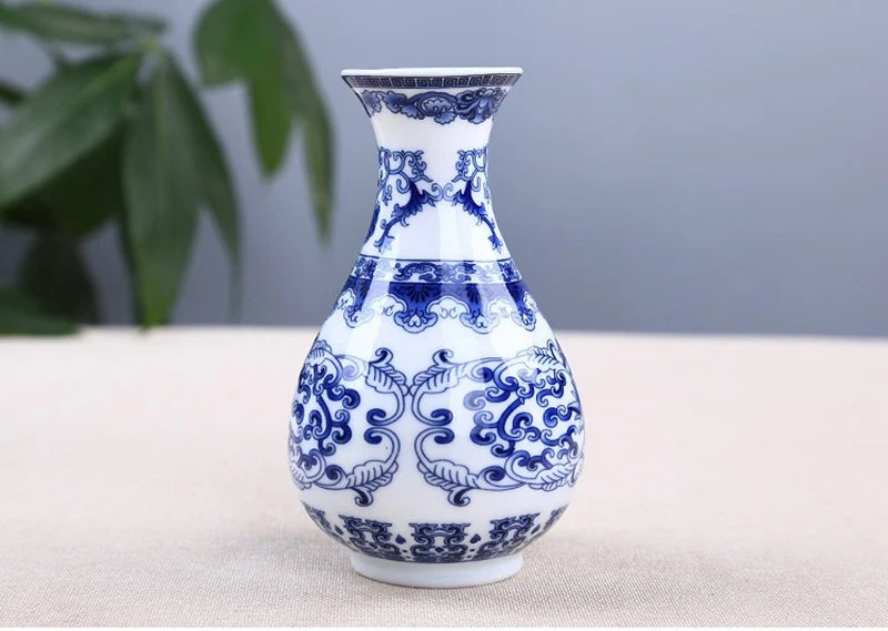 Ceramics Flower Vase Decoration Home Blue And White Vases For Wedding Decor Living Room Ornaments Table Desktop Retro Art Crafts