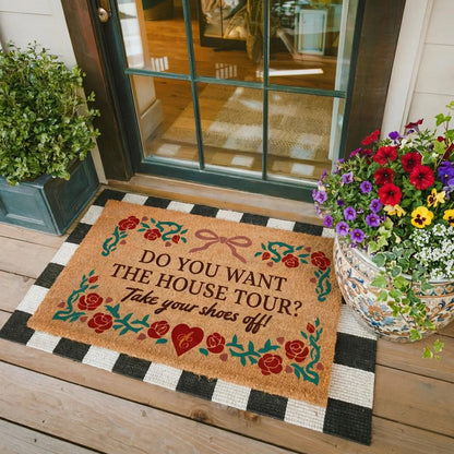 Coir Doormat Do You Want the House Tour Doormat Your Yext Design Welcome Mat Farmhouse Entry Rug Humor Front Door Decor