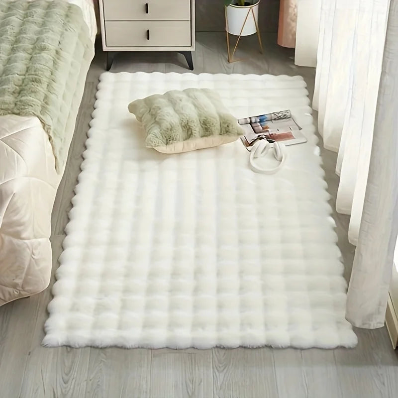 Rabbit Fur Area Rug–Soft Thick Non-Slip Waterproof Machine-Washable for Living Room and Bedroom Decor flooring garage floor
