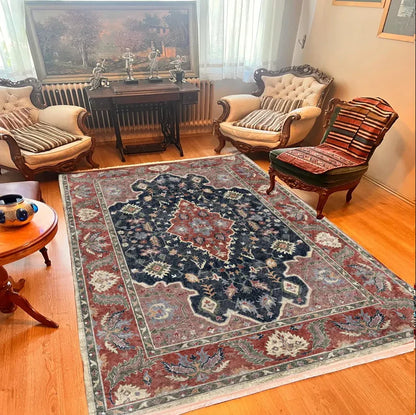 Dark Red Afghan Style Rug,Traditional Bohemian Area Rug Textured Soft Carpet Washable Non-Slip Area Rug Home Decoration Carpets