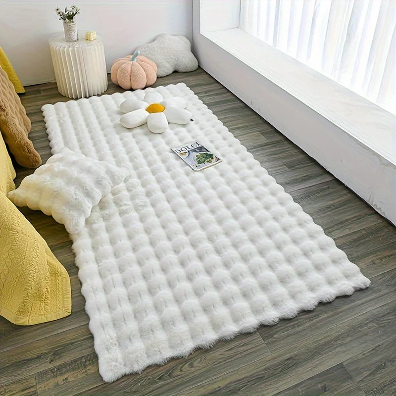 Rabbit Fur Area Rug–Soft Thick Non-Slip Waterproof Machine-Washable for Living Room and Bedroom Decor flooring garage floor